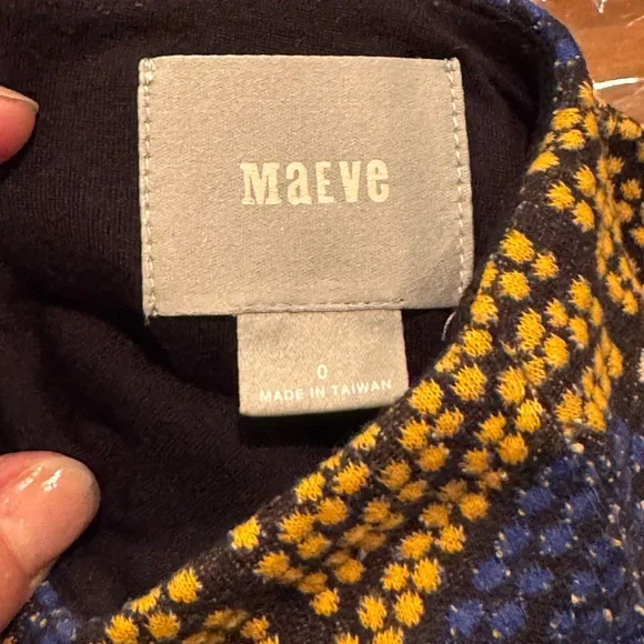 MAEVE for Anthropologie Geometric Print Pencil Skirt Navy Yellow & Grey Size 0 - Picture 5 of 7
